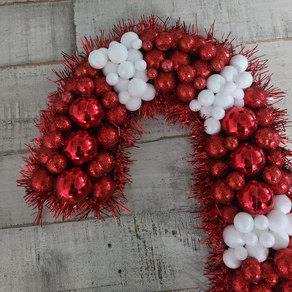 Handmade Candy Cane Ornament Ball Wreath